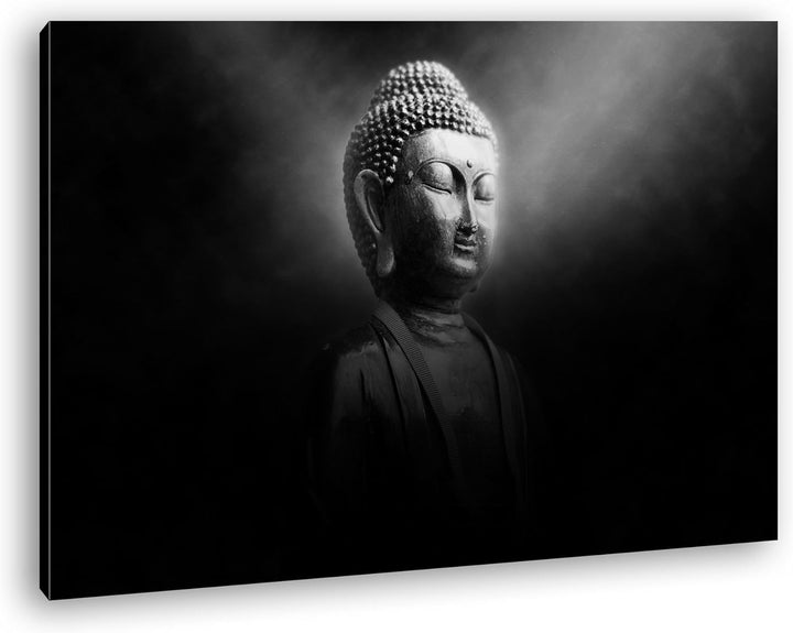 deyoli Dark Buddha Statur Format: 80x60 Effekt: Schwarz/Weiss als Leinwand, Motiv fertig gerahmt auf