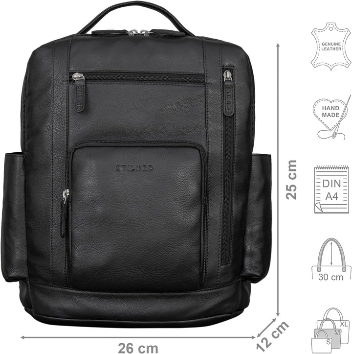 STILORD 'Archibald' Leder Business Rucksack Damen und Herren Laptop Rucksack 15,6 Zoll Arbeitstasche