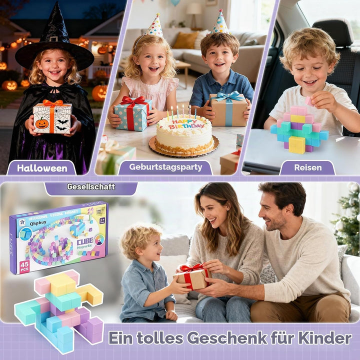45 Pcs Magnetische Bausteine Blöcke für Kinder, 2.5cm Mini Magnetische Bauklötze, Magnetic Building