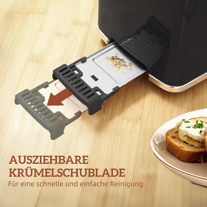 HOMCOM Wasserkocher Toaster Set 1,7L Edelstahl Wasserkocher 2 Scheiben Toaster mit 6 Bräunungsstufen