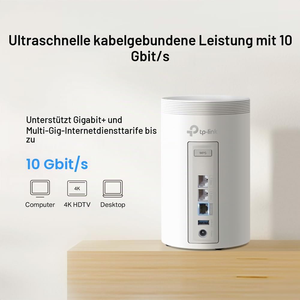 TP-Link Deco BE68 (3-Pack), WiFi 7 Mesh BE14000 Tri-Band, 14 Gbit/s, Ethernet-Port bis zu 10 Gbit/s,