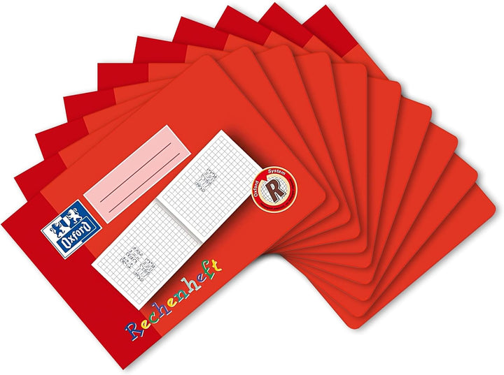 Oxford Rechenheft, A5 quer, Lineatur R (1. Klasse), rot, 10 Stück