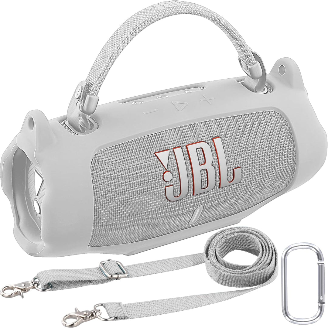 Khanka für JBL Charge 6 Silikon-Schutzhülle mit abnehmbarem Schultergurt & Utility-Haken, Flexible w
