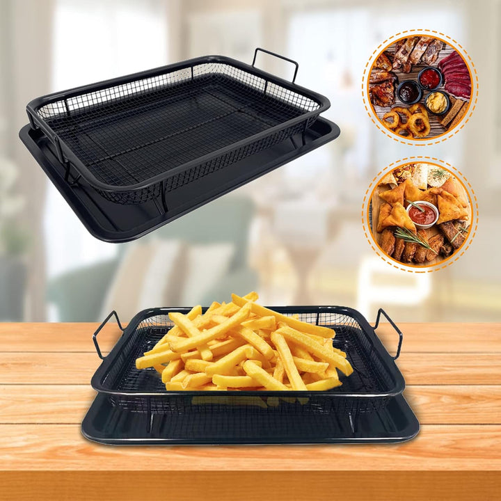 Grillkorb Grillgitter fettarm Backofen,CEIEVER Grillkorb Gitter für Backofen 33.5 * 22cm Grill Korb