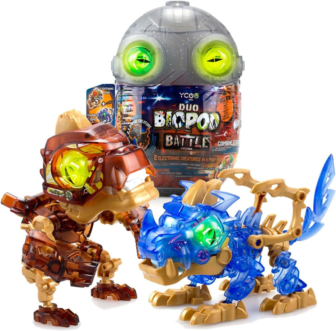 YCOO – Biopod Battle Duo Pack – Elektronische Dinosaurier-Kreatur zum Bauen – Sound- und LED-Lichtef