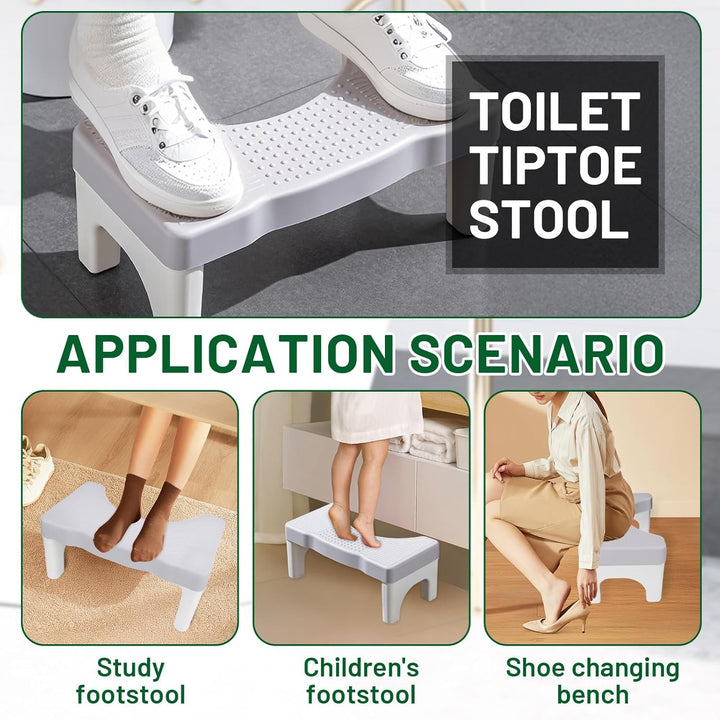 Toilettenhocker,Klohocker,Hocker Toilette mit Anti-Rutsch-Pads,Ergonomischer WC Hocker Tragbarer für