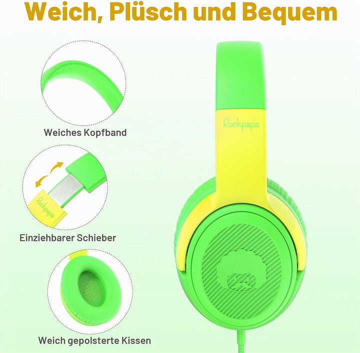 RockPapa Share 1 Kopfhörer Kinder Schule Mädchen Junge, 85dB/94dB Lautstärkebegrenzung, Sharing-Funk