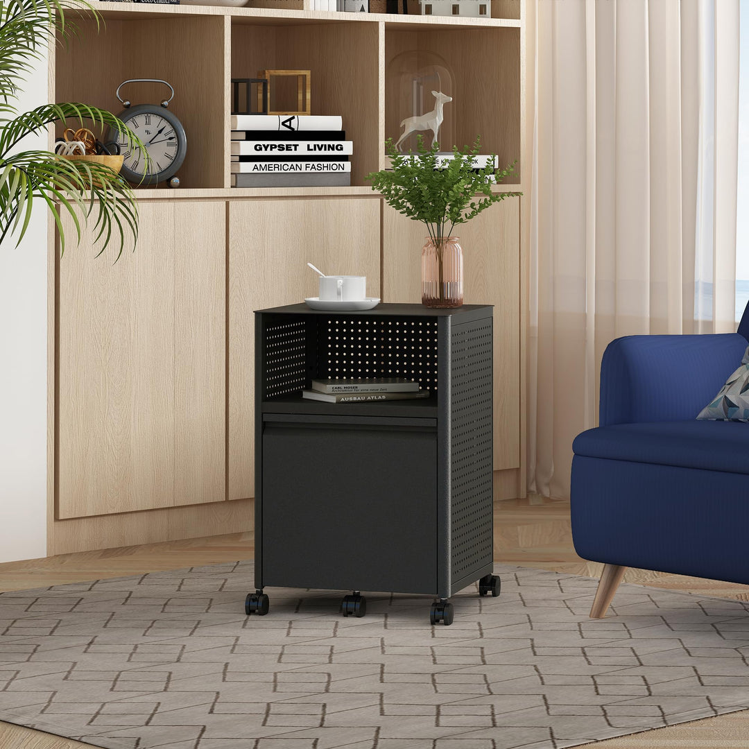 [en.casa] Rollcontainer mit Schublade Velvevn Aktenschrank mit 5 Rollen Büroschrank Metall 54 x 40 x