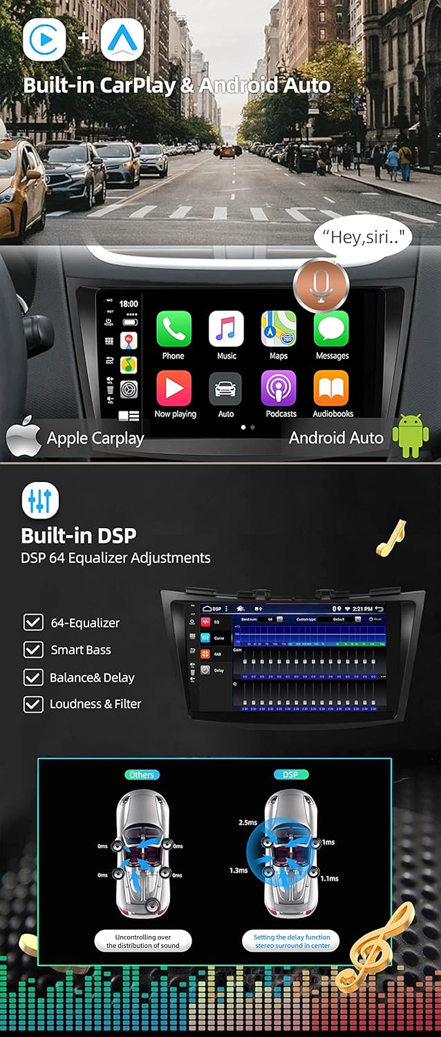 JOYX Android 14 IPS Autoradio Passt für Suzuki Swift/Ertiga (2011-2017) - 4G+64G - Eingebaut DSP/Car