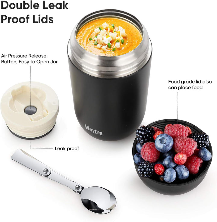 Thermobehälter für Essen 450ml, 710ml Thermobecher Essen Edelstahl Warmhaltebehälter mit Löffel Esse