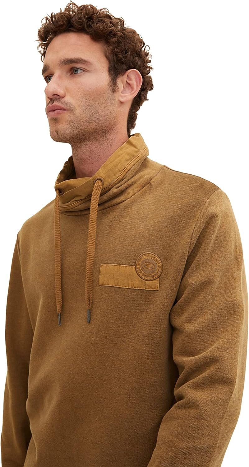 TOM TAILOR Herren Sweatshirt mit Schalkragen XXL 15078 - Otter Brown, XXL 15078 - Otter Brown