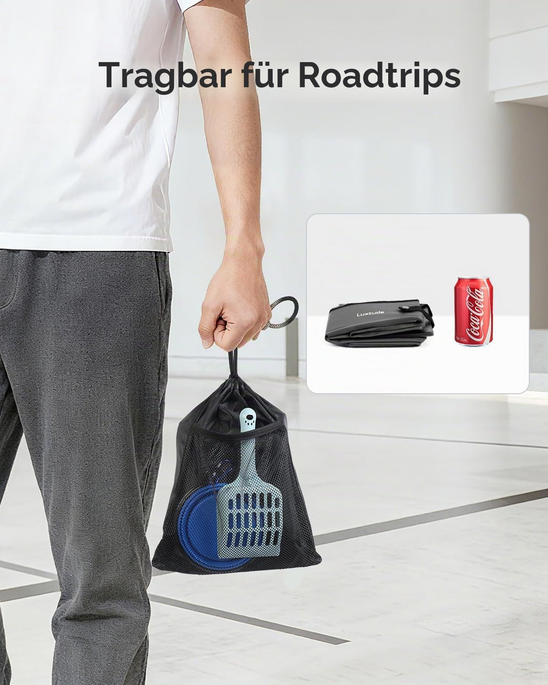 Luxtude Portable Litter Box for Cats, Collapsible with Travel Carrying Bag, No Odor and Waterproof f