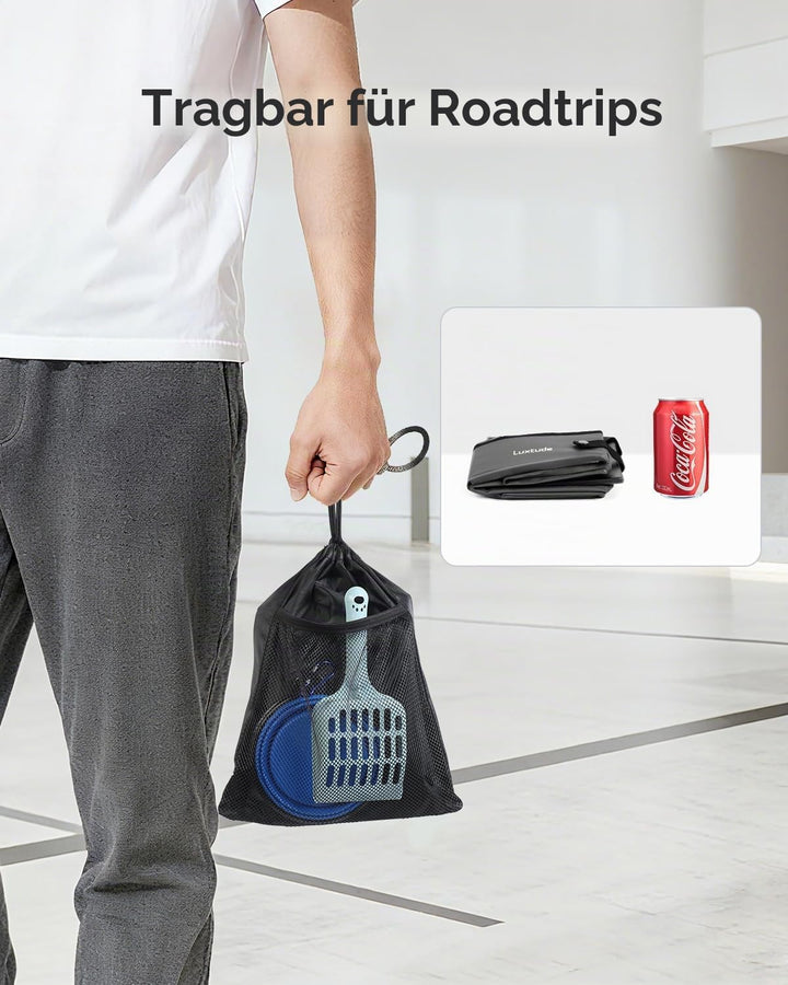 Luxtude Portable Litter Box for Cats, Collapsible with Travel Carrying Bag, No Odor and Waterproof f