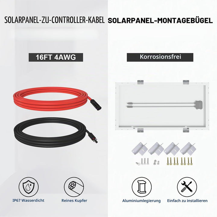 ECO-WORTHY 100W 12V Solarpanel Kit für Wohnmobil Boot 12V Batterie: 100W Monokristallinem Solarmodul