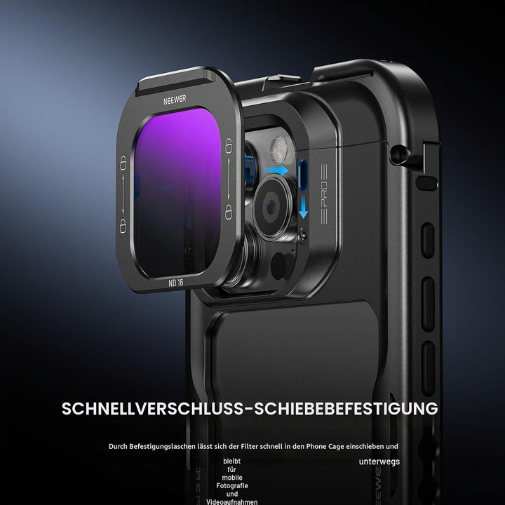 NEEWER ND16 Objektivfilter für Handy, Schnellverschluss mehrfach beschichtetes optisches HD Glas, Ne