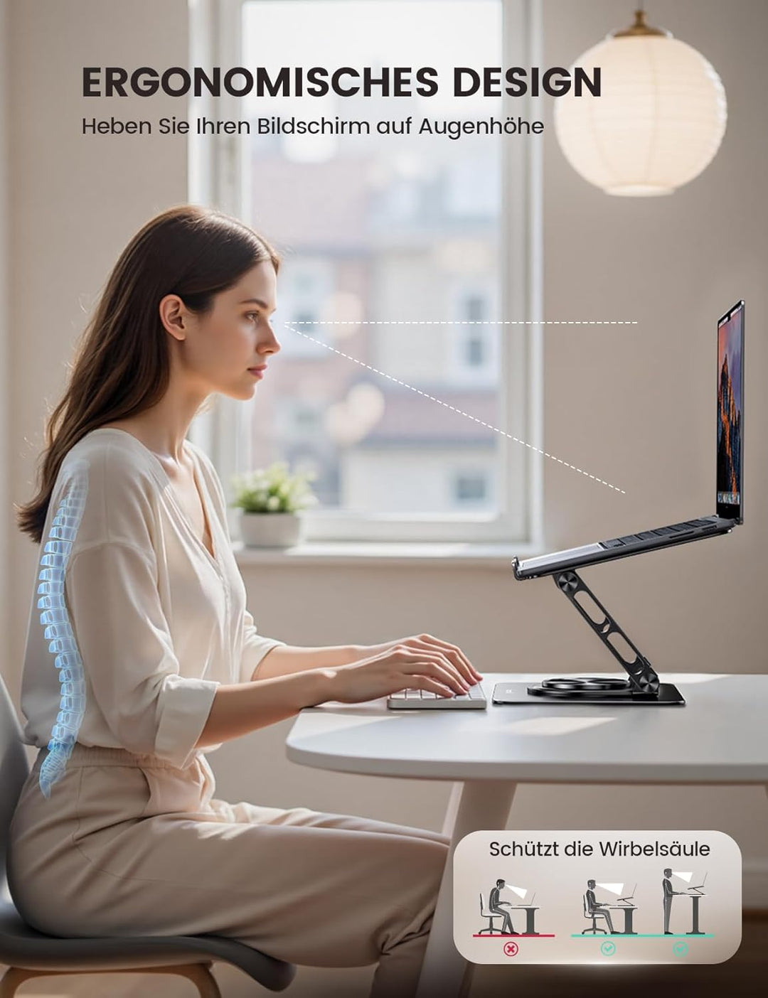 Lamicall Laptop Ständer, Verstellbarer Laptopständer - [360° Drehbar] Faltbarer Alu Notebook Ständer