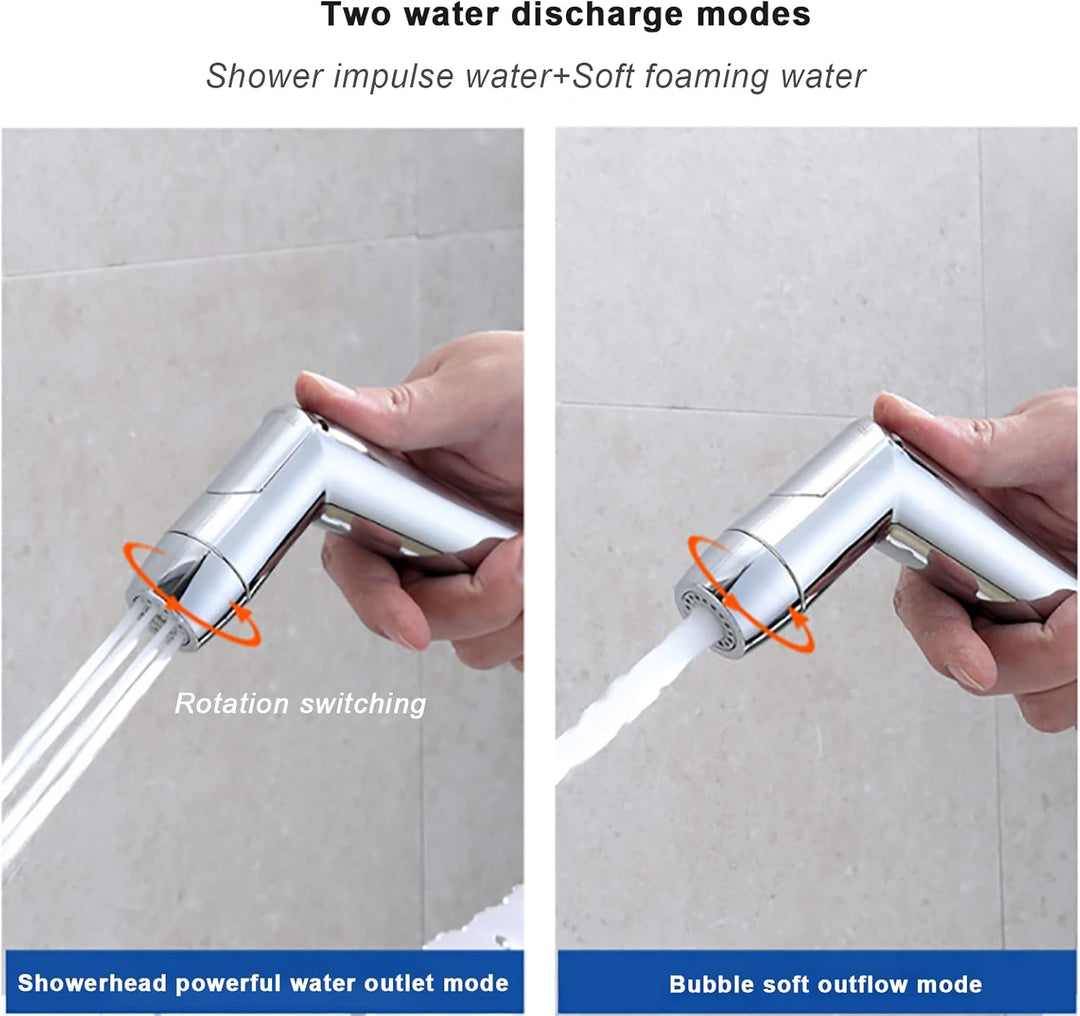 Bidet Handbrause Set, einstellbarer Sprühkopf ABS Chrom Baby Stoffwindelsprüh Kit mit Federschlauch,