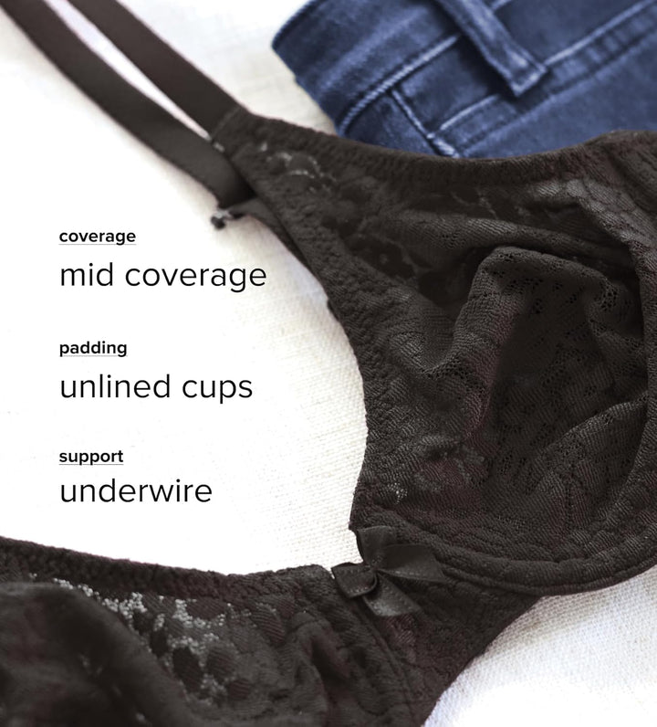 Wacoal Damen Halo Lace Unlined Convertible Underwire Bra BH, Undurchsichtige 70C Schwarz, 70C Schwar