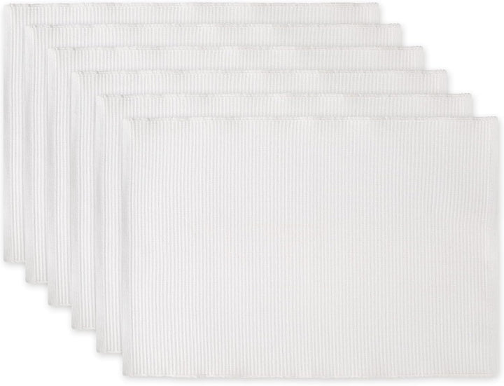 DII Basic Everyday Tischset aus 100% Baumwolle, gerippt, 33 x 48 cm, Weiss, 6 Stück Weiss/Opulenter
