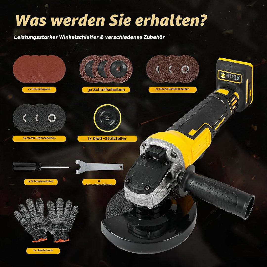 Akku-Winkelschleifer für Dewalt 18 V 20 V, 125 mm, 8500 U/min, bürstenlos, elektrisch, 3-Gang-Schlei