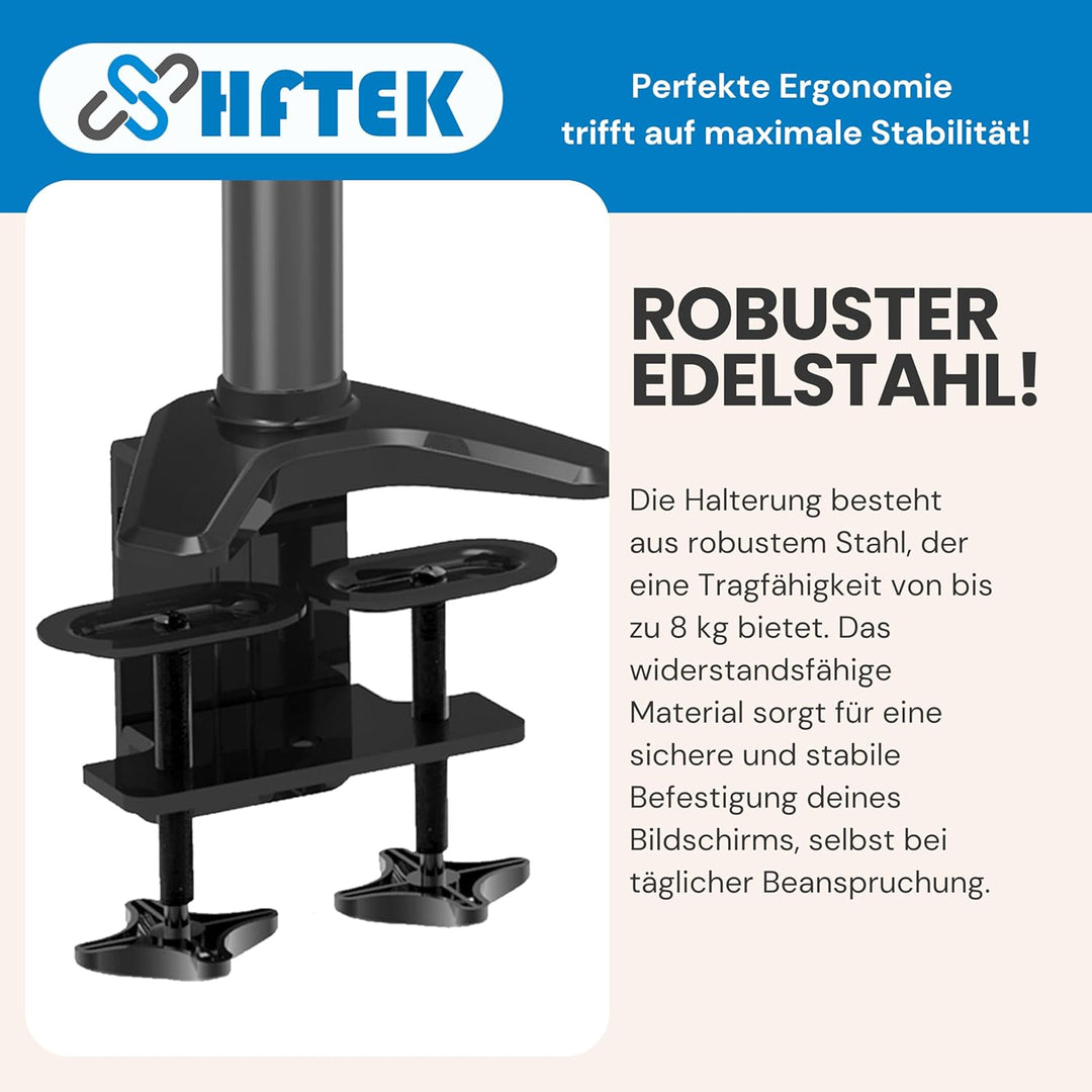 HFTEK 3-Fach-Monitorarm - Tischhalterung für Bildschirme von 15 – 27 Zoll mit VESA 75/100 (MP230C-L)