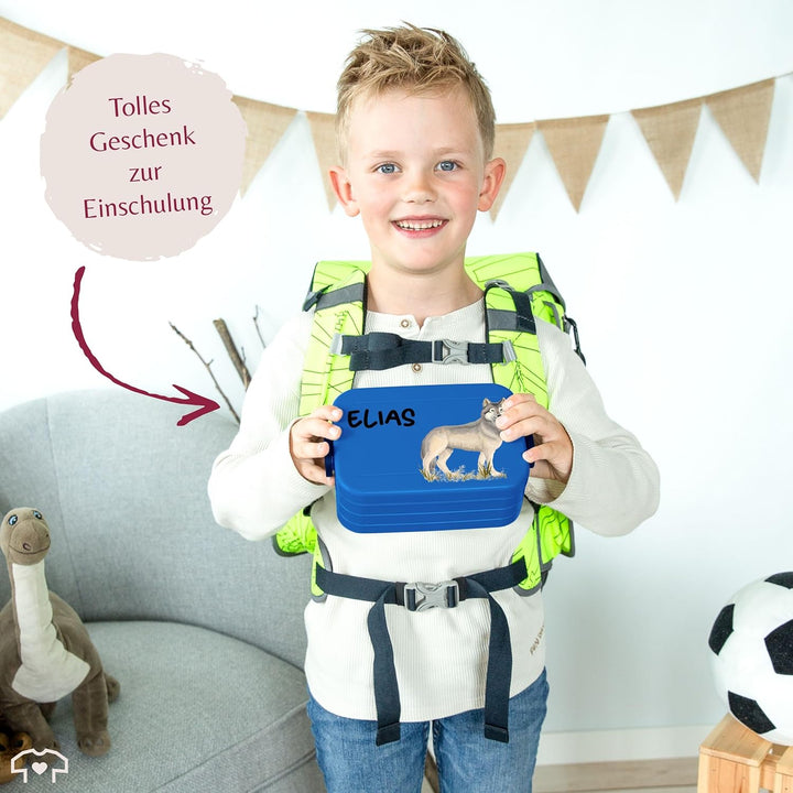 Kinder Bento Box Midi Lunchbox für Mepal Bentobox - Wolf mit Name personalisiert I Wolfsmotiv Gesche