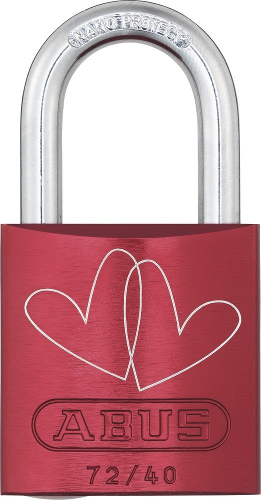 ABUS Aluminium-Vorhangschloss 72/40 "Lovelock 3 mit Motiv Doppelherzen schräg, rot, 09743 LoveLock 3