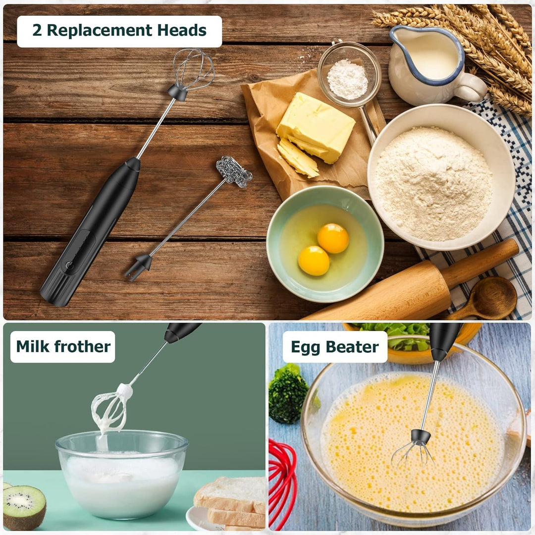 Milchaufschäumer Elektrisch Stab,USB Wiederaufladbar Milchschäumer, Melektrischer Schneebesen 3 Ein