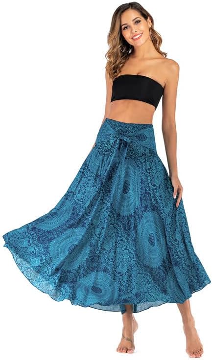 Daysskk Sommerrock Damen Lang Strandkleid Damen Bohemian Maxirock Damen Sommer Blumen Muster Einheit