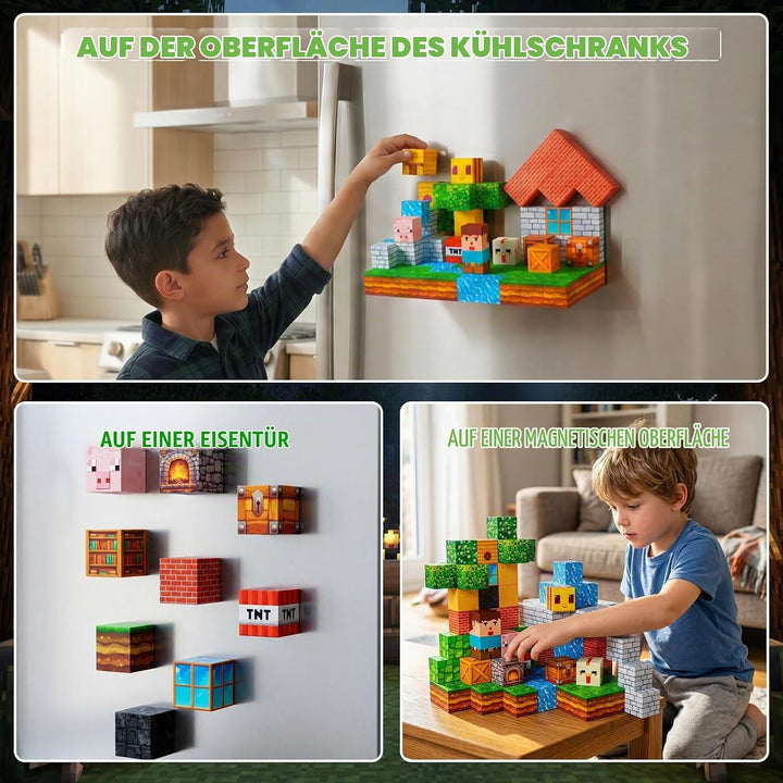 Magnetwürfel 100 Stück – Wald-Abenteuer Bauset, Magnetbausteine 2 cm