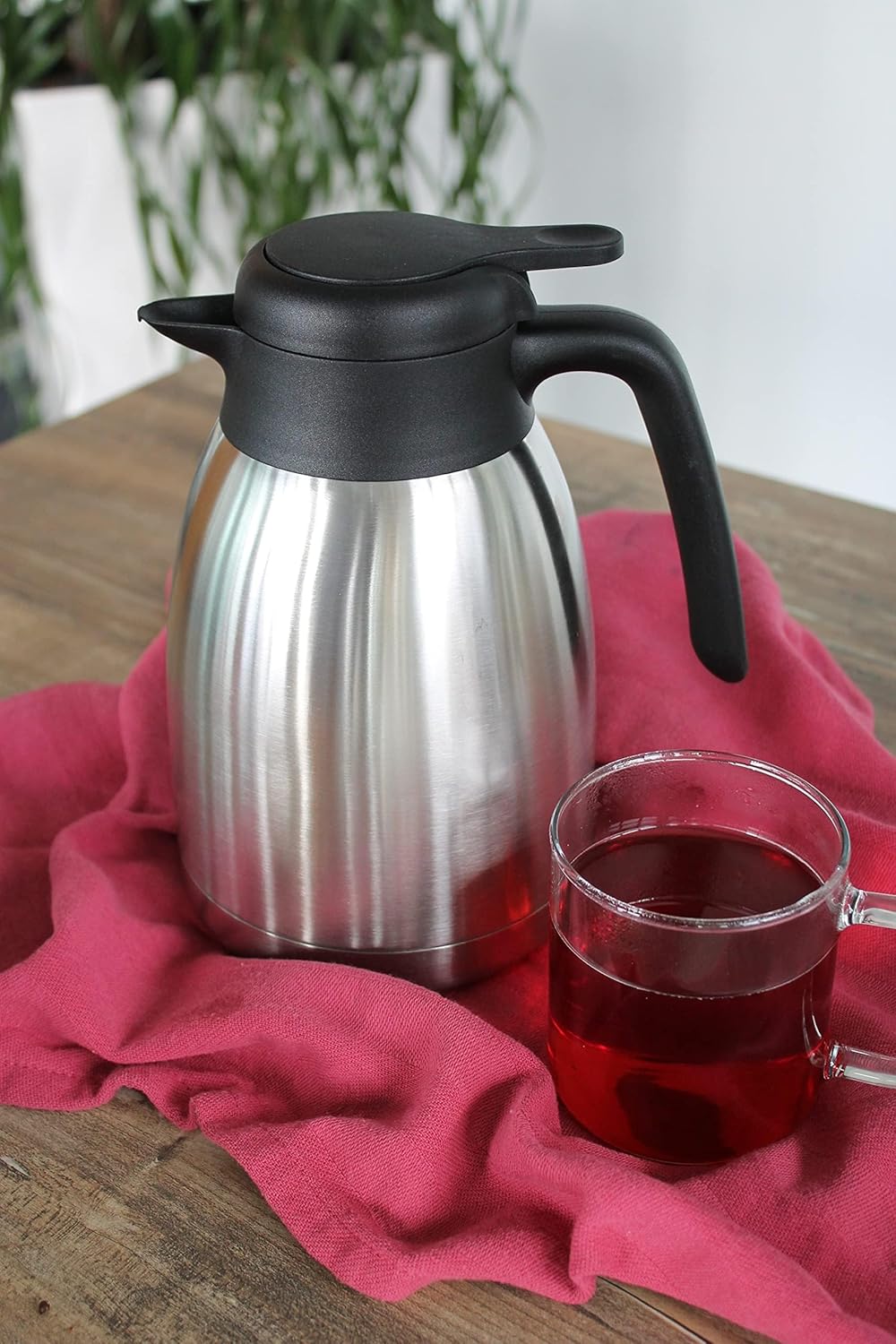TRINKBASIS Isolierkanne – Thermoskanne aus doppelwandigem Edelstahl (1 L), 1 L