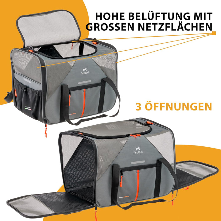 Ferplast Hundebox Voyager Carrier, Transportbox Katze, Hundetasche, verstellbare Griffe und Schulter