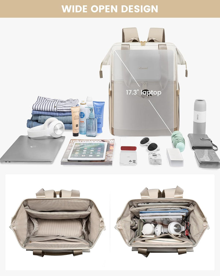 LOVEVOOK Rucksack Damen Gross, Laptop Rucksack mit Laptopfach 17 Zoll, Reiserucksack Damen Wasserdic