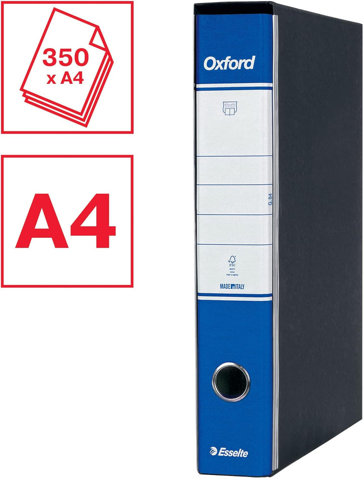 Esselte OXFORD Ordner mit Mechanismus Nr. 1 im Protokollformat mit 5 cm Rücken - Blau, 8 Stück blau