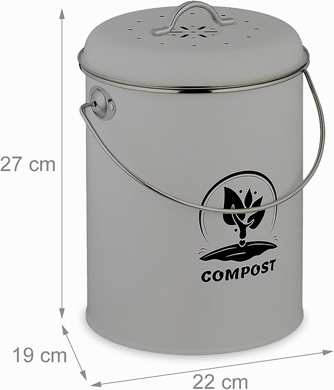 Relaxdays Komposteimer Küche 5,5 Liter, Mülleimer mit Deckel und Geruchsfilter, Abfalleimer Biomüll,