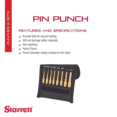 Starrett SB565Z Messing Antriebsstift Locher-Set, 8-teilig