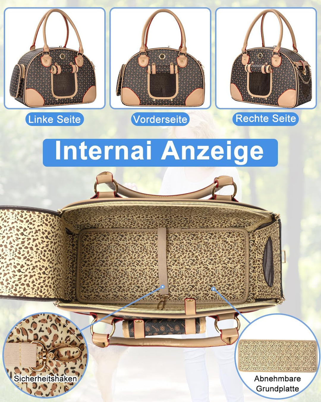 Hundetasche Tragbarkeit,42 x 18 x 31 cm Hundetransporttasche bis 4 kg,Hunde Reisetasche,Geeignet für