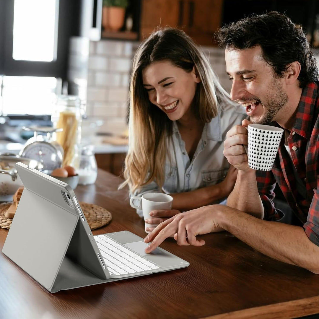 Vobafe Hülle mit Tastatur für iPad Air 13 Zoll 2025 M3/2024 M2, iPad Pro 12.9 (3. 4. 5. 6. Gen), QWE