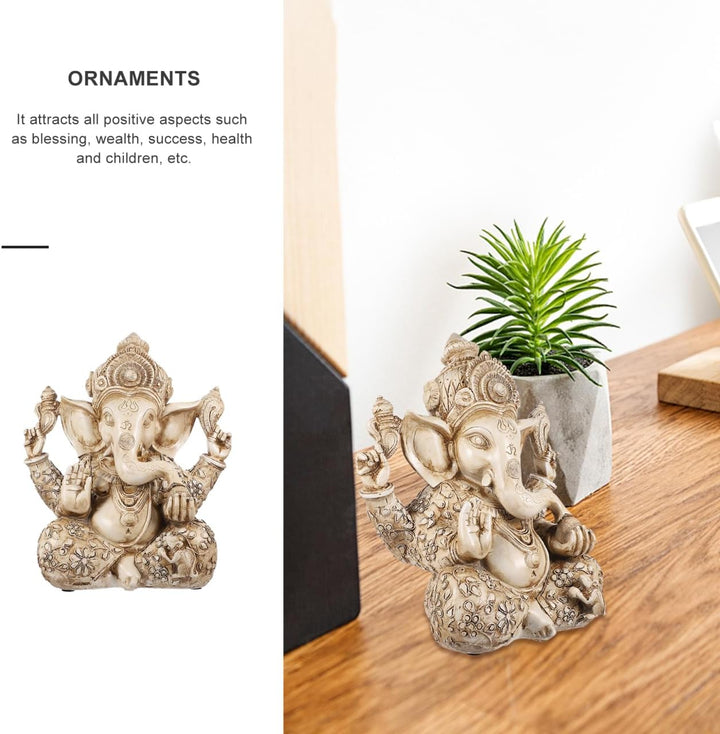 DOITOOL Hindu-Gott Ganesha Idol Statue Indischer Elefant Buddha Ganesha Skulptur 26,5 x 30,5 cm Sege