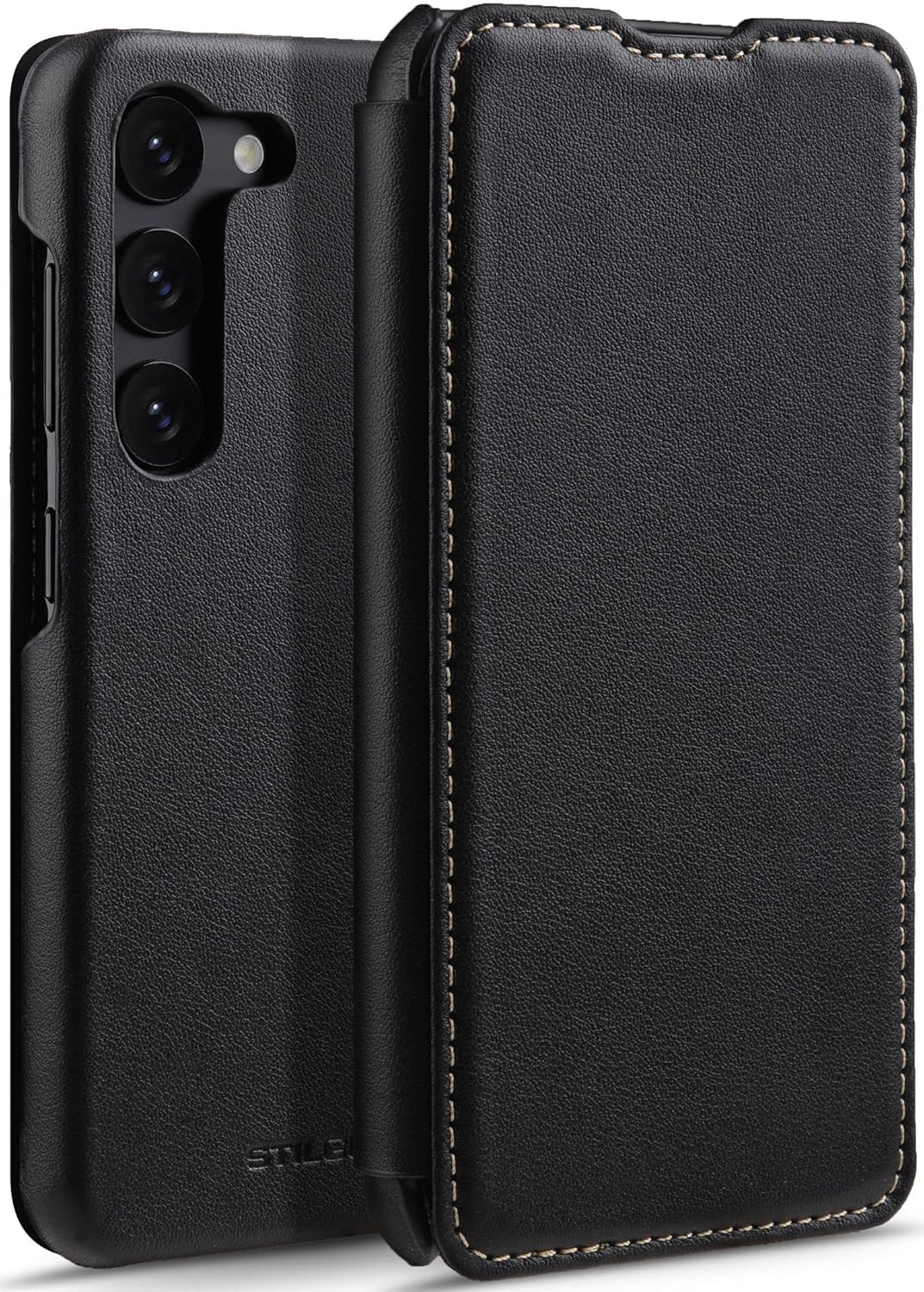 STILGUT Book Case kompatibel mit Samsung Galaxy S23 Hülle aus Leder, Lederhülle, Klapphülle, Handyhü
