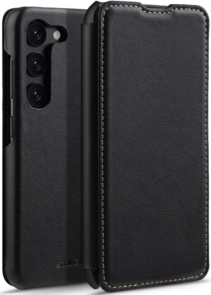 STILGUT Book Case kompatibel mit Samsung Galaxy S23 Hülle aus Leder, Lederhülle, Klapphülle, Handyhü