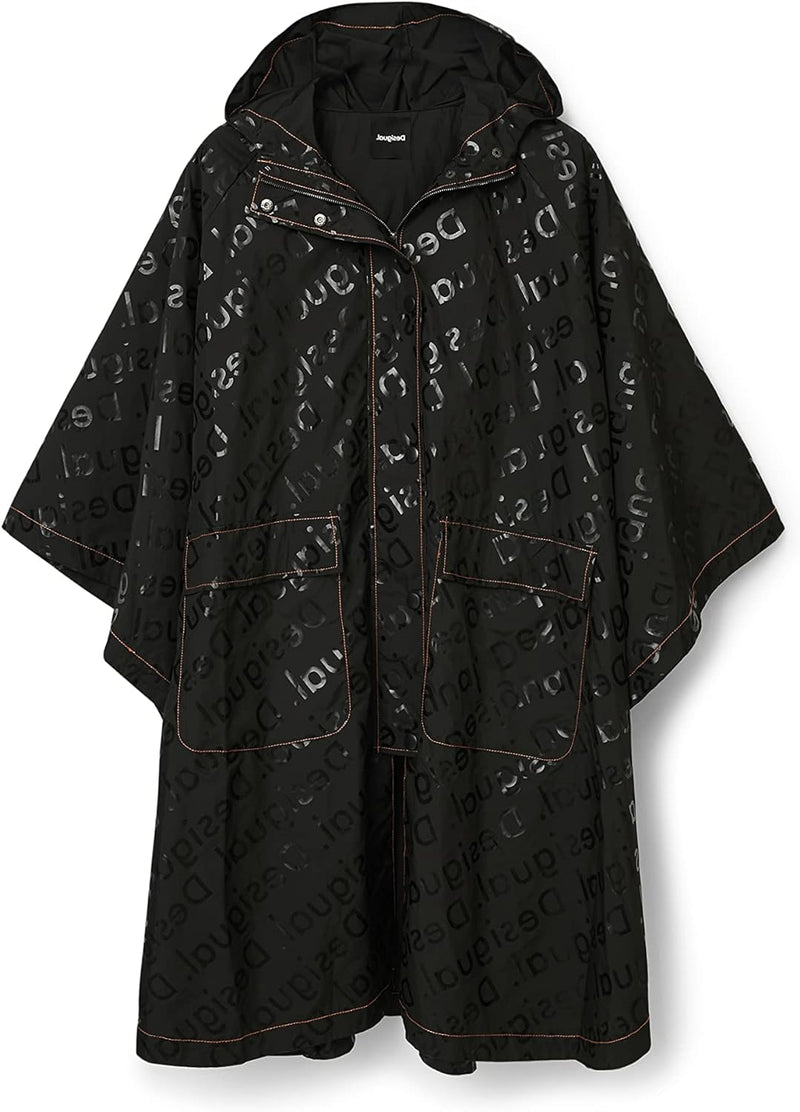 Desigual Damen Poncho_colorama Colima, 2000 Black PONCHO, Schwarz, Einheitsgrösse EU