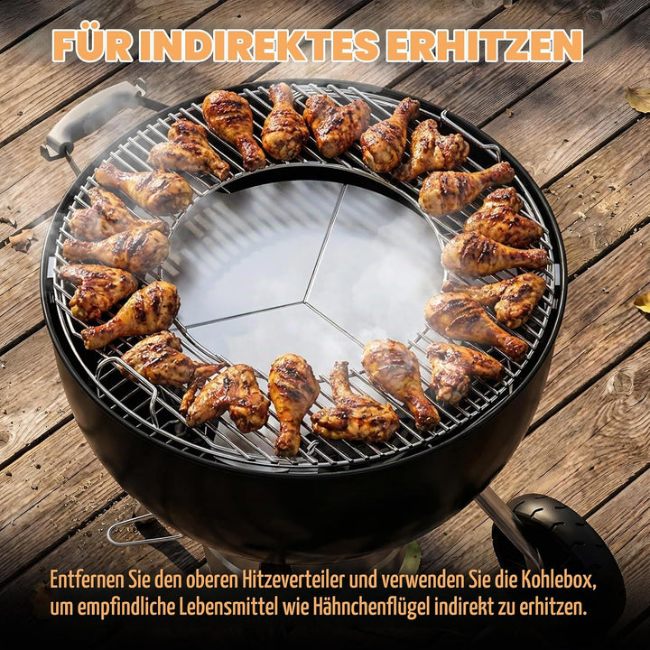 Onlyfire Rauchsatz für Weber Kugelgrill 57 cm, Kohlekorb mit abnehmbarem Diffusorplatte für direkte
