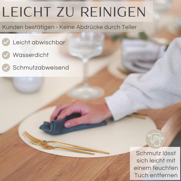 Mahewa® 6er Set Premium Tischset aus Leder-Imitat - Kunstleder Platzset abwaschbar und wasserdicht -