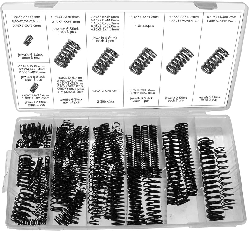 Druckfedern Sortiment Spiralfedern Stahlfeder Metallfedern Federstahl Sprungfeder Kompressionsfedern
