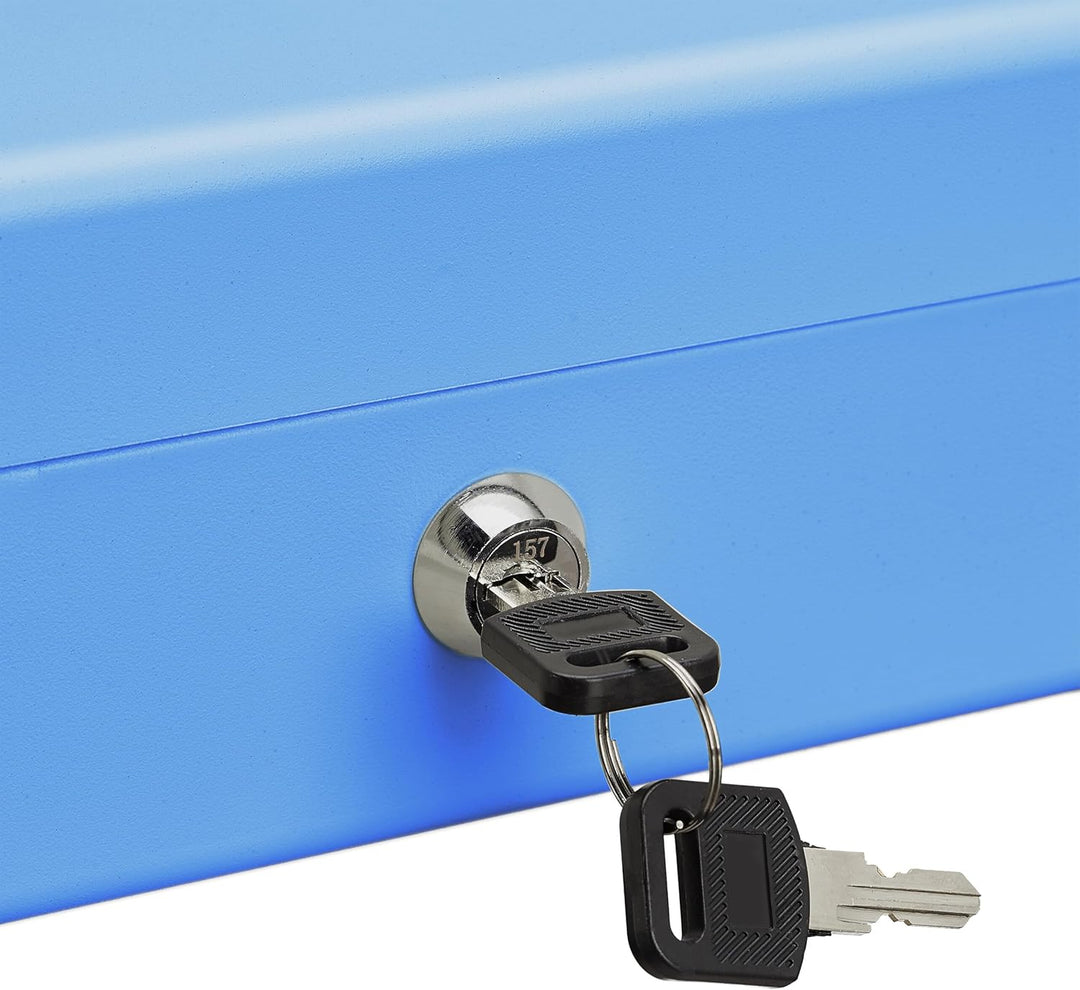 Relaxdays Lockable Cash Box Abschliessbare, Münzeinsatz und 4 Geldscheinfächer, Geldkassette aus Eis