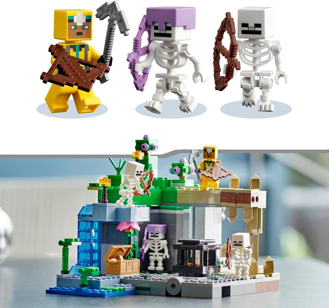 LEGO Minecraft Das Skelettverlies, Set mit Höhlen, Skelettfiguren, feindlichen Kreaturen und Zubehör