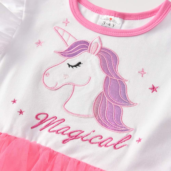 DXTON Mädchen Einhorn Kleider Prinzessin Kleid Party Geburtstag Ferien Baby Kleid Gr. 90-130 Einhorn