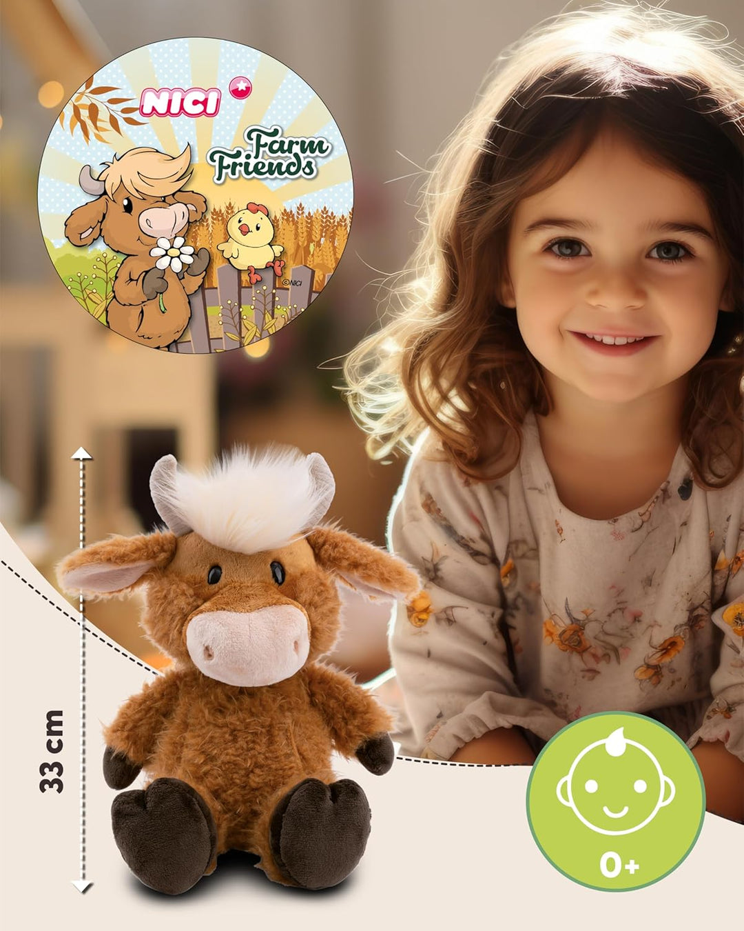 NICI Kuscheltier Hochlandrind McMooray 33cm braun - Stofftier aus weichem Plüsch, niedliches Plüscht