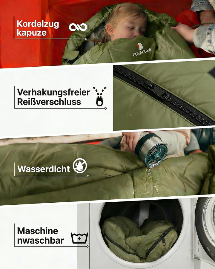 COVACURE Schlafsack Camping – Ultraleichter Sommerschlafsack und Deckenschlafsack, 3 Jahreszeiten Sl